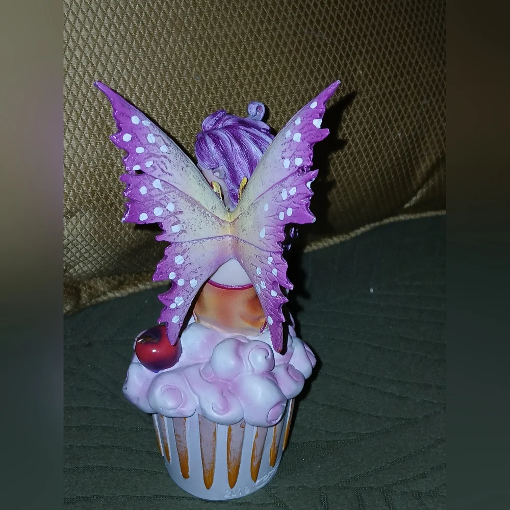 Amy Brown Fairy PACIFIC GIFTWARE Cherry Cupcake  Pink Hanging Tree Ornament EUC